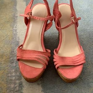 J Crew Pink Suede Wedges Size 6
